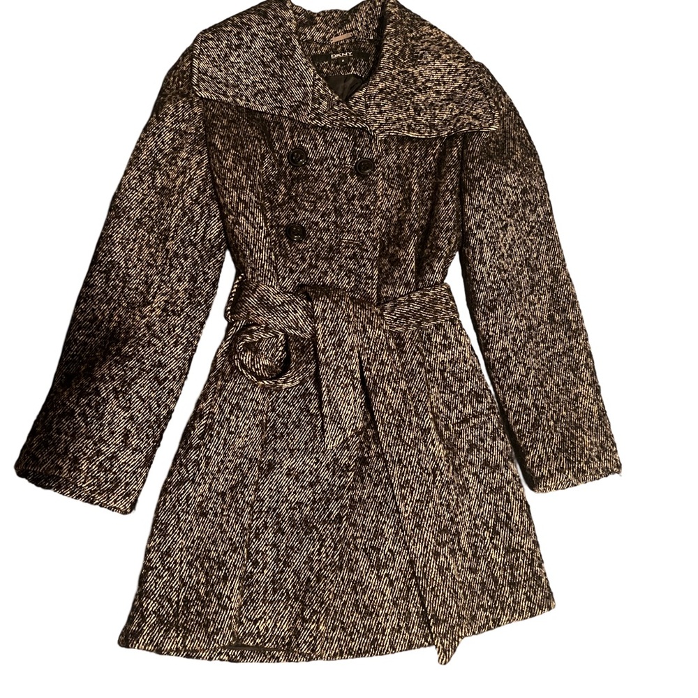 Used and in great shape DKNY coat - black and white - size 2